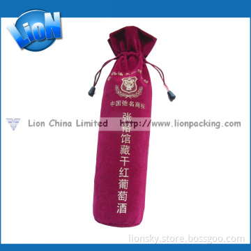 Gift Round Drawstring Velvet Wine Pouch, Wine Holder